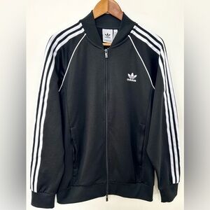 Adidas Originals Trefoil Track Jacket Men’s Large Black 3 Stripe Full Zip 2 Way
